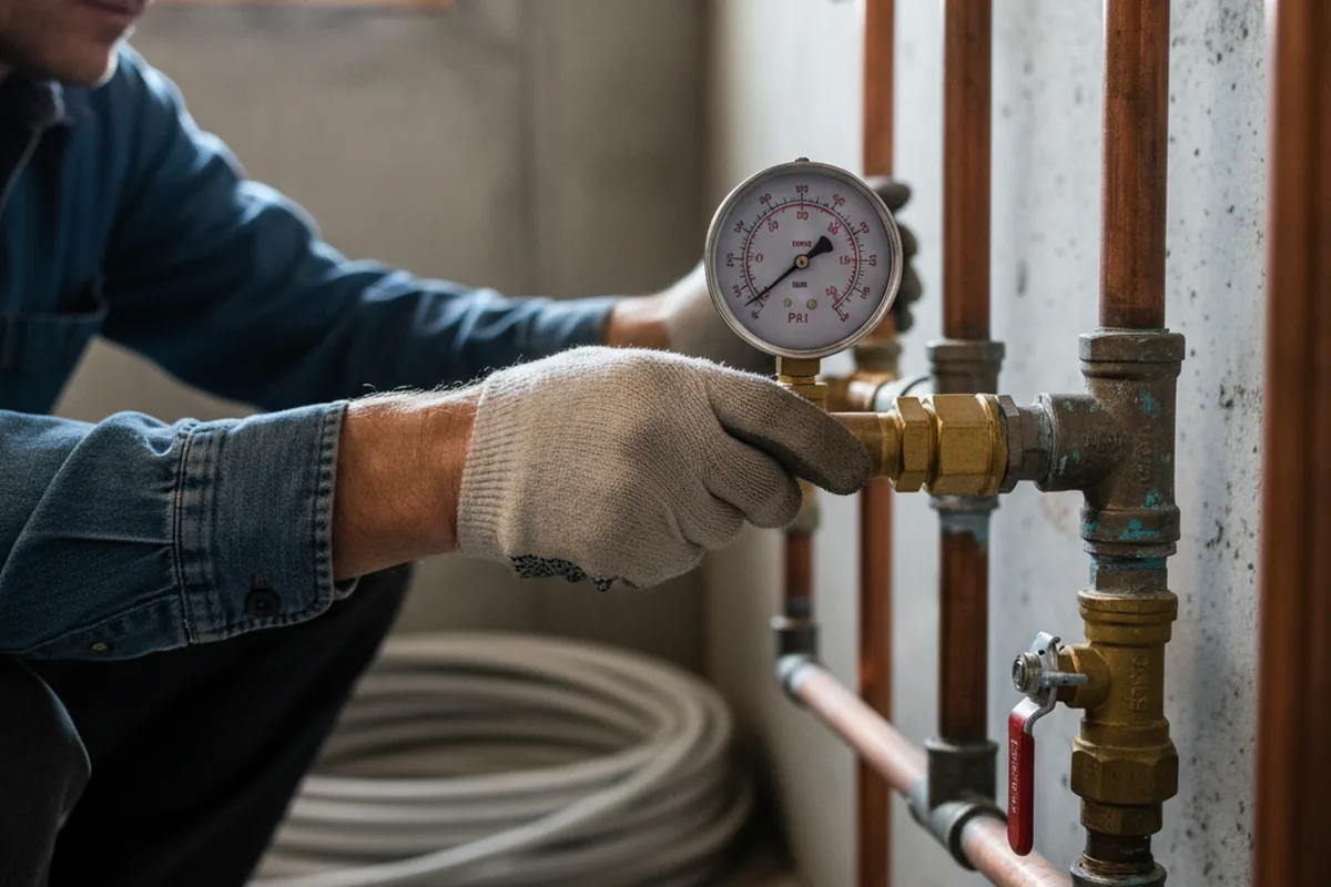 Pressure testing a repaired line during Water Line Repair in Rosharon